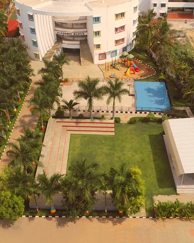 Triumph World School, Electronic City, Bangalore - A Drone Shot of the Front Portion of the Campus