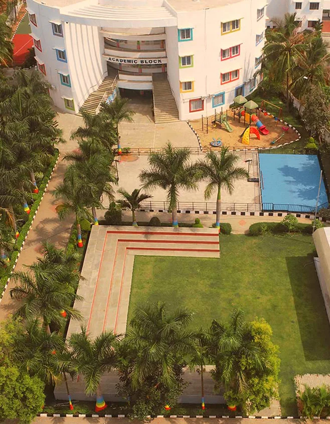 Triumph World School, Electronic City, Bangalore - A Drone Shot of the Front Portion of the Campus